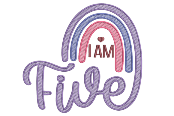 Birthday Embroidery Sketch Design - Five