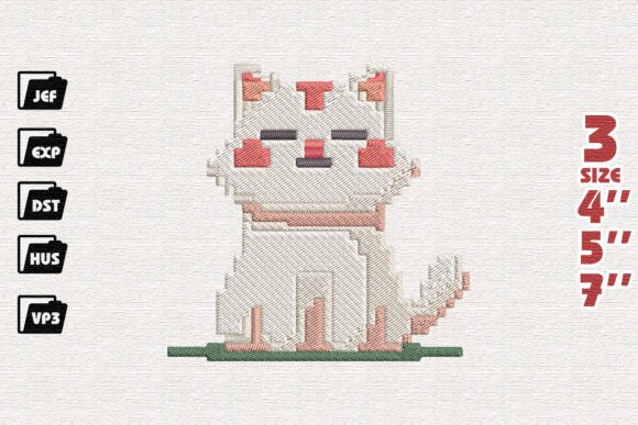 Cute Pixel Cat Embroidery Design Review