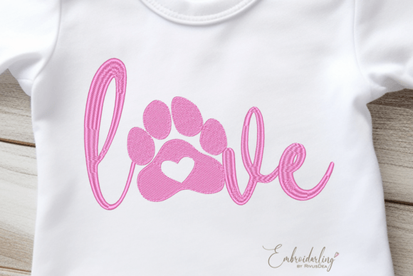 Love Word with Paw Print Embroidery Review